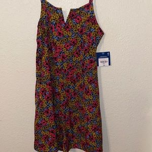 Arizona, size SMALL, black multi colored romper, V front
